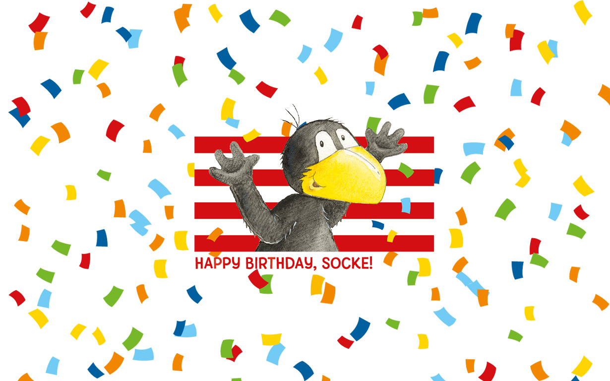 Der kleine Rabe Socke feiert Geburtstag