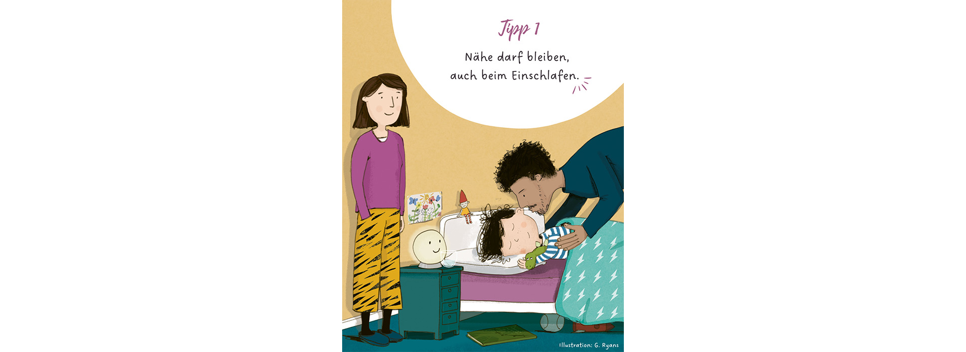 Eltern bringen Kind ins Bett