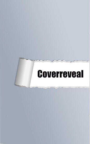 Das Buchcover zeigt einen hellblaugrauen Hintergrund und mittig einen aufgerissenen weissen Papierstreifen mit schwarzem Schriftzug Coverreveal.